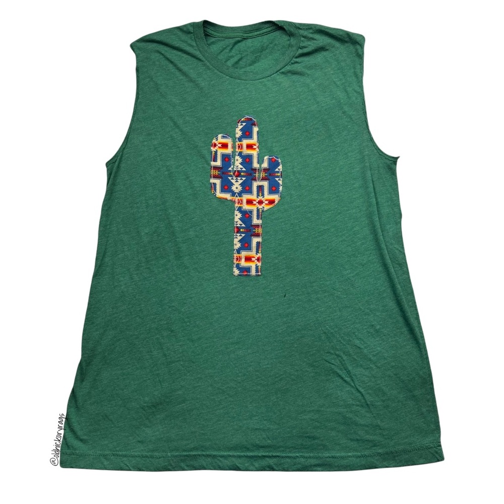 Sweet Texas Treasures Cactus Appliqué Sleeveless Tee - Size Large